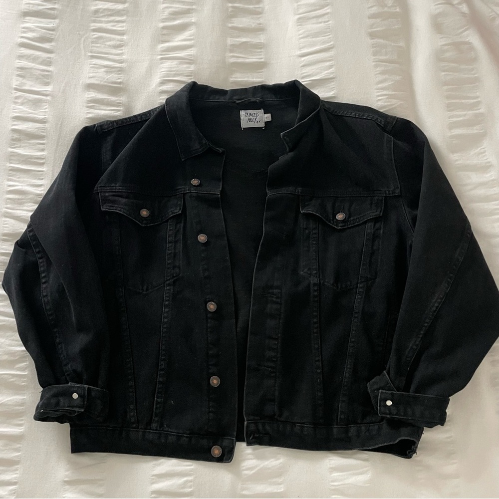 Princess Polly Black Oversized Denim Jacket